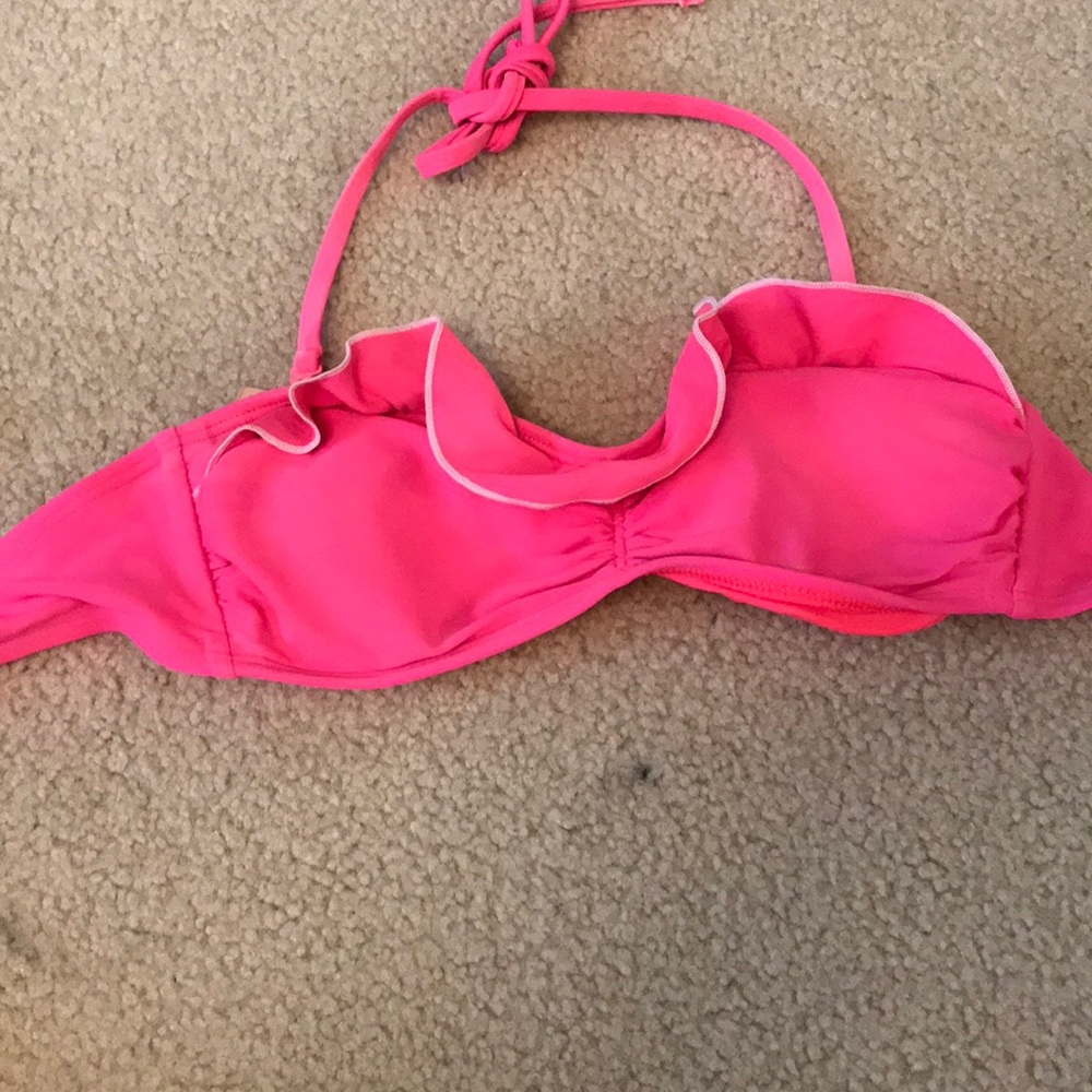 Pink Ruffled Bikini Top